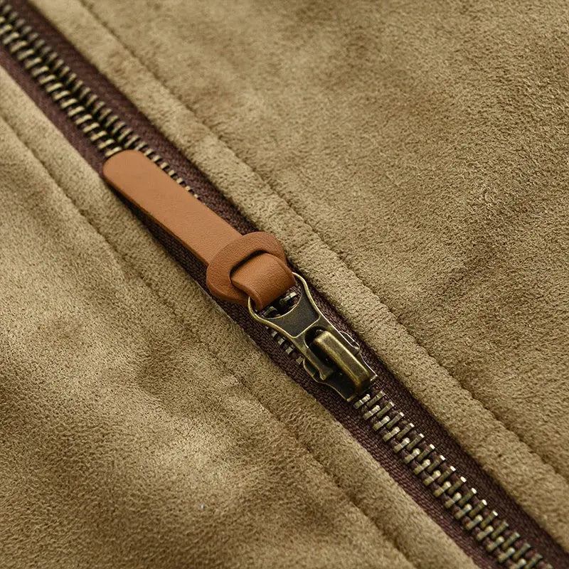 Męska kurtka zimowa zapinana na guziki – khaki – zdjęcie 4