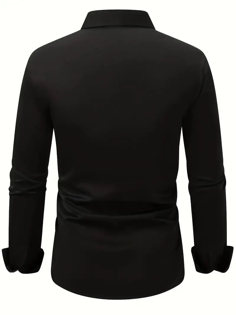 Męska koszula slim fit z długim rękawem – przewiewna, niegnąca się – zdjęcie 11