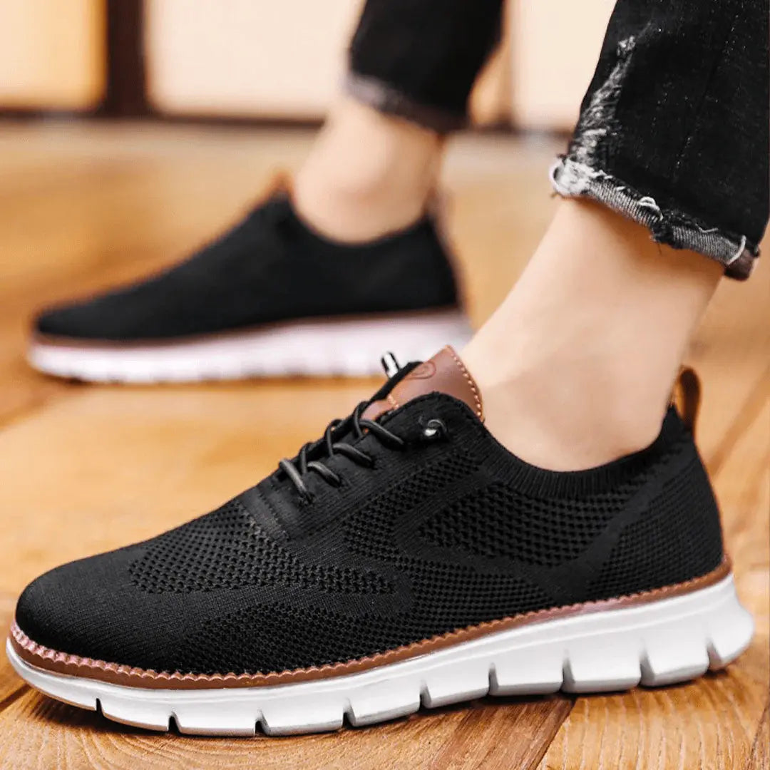 Męskie sneakersy z dzianiny – lekkie, z amortyzującą podeszwą – Czarny