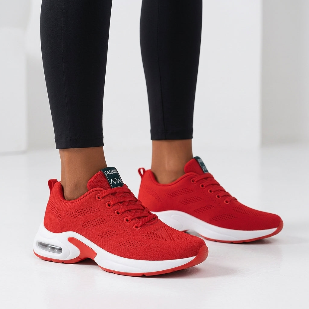 Damskie buty sportowe – lekkie z amortyzującą podeszwą – Czerwony
