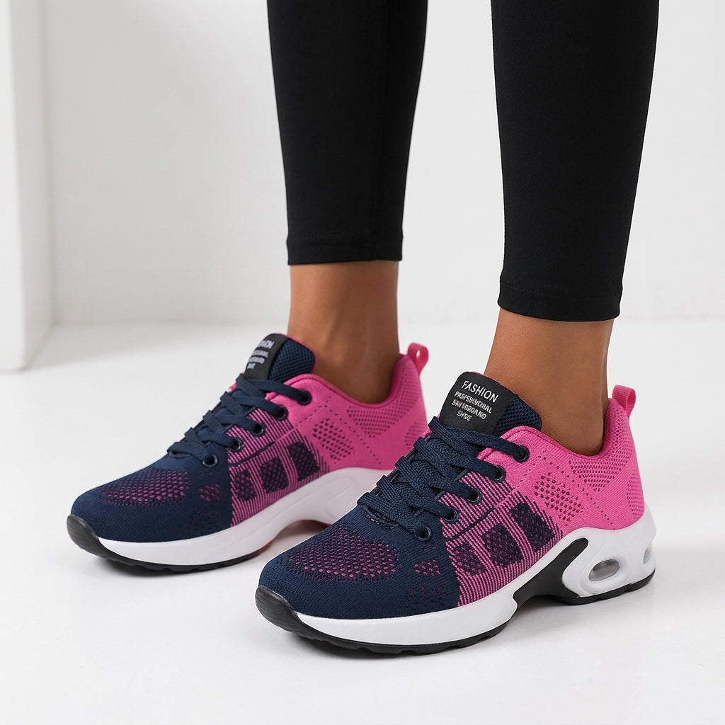 Damskie buty sportowe – lekkie z amortyzującą podeszwą – Różowo-niebieski