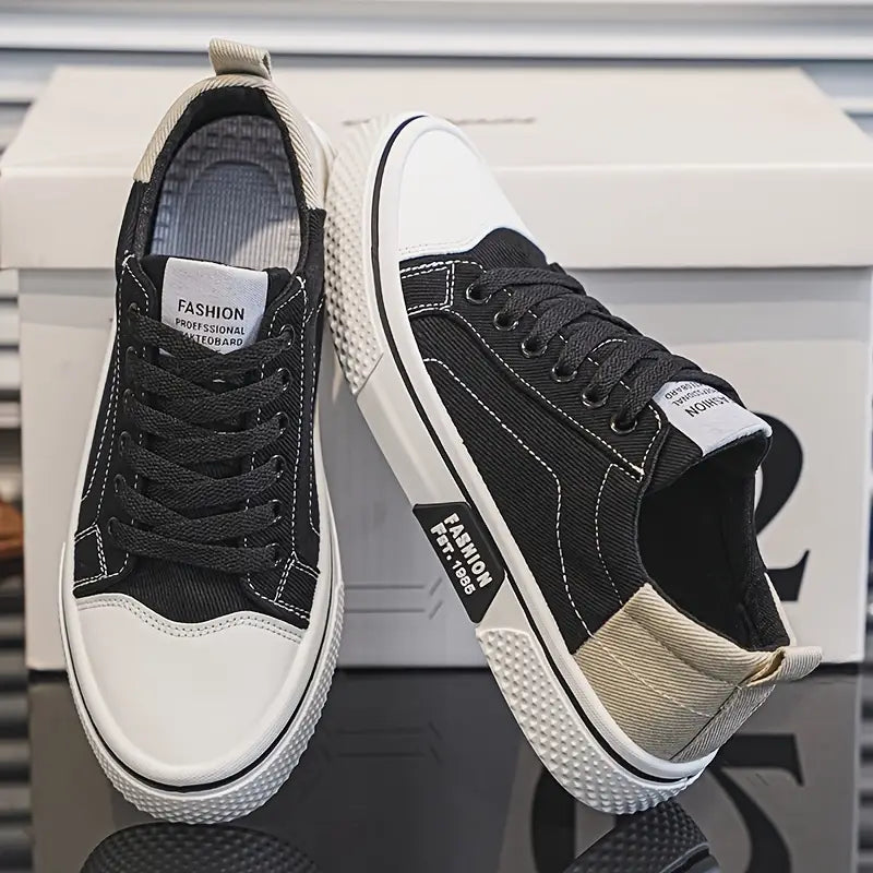 Męskie buty casual sznurowane – amortyzująca podeszwa, niski profil – Czarny