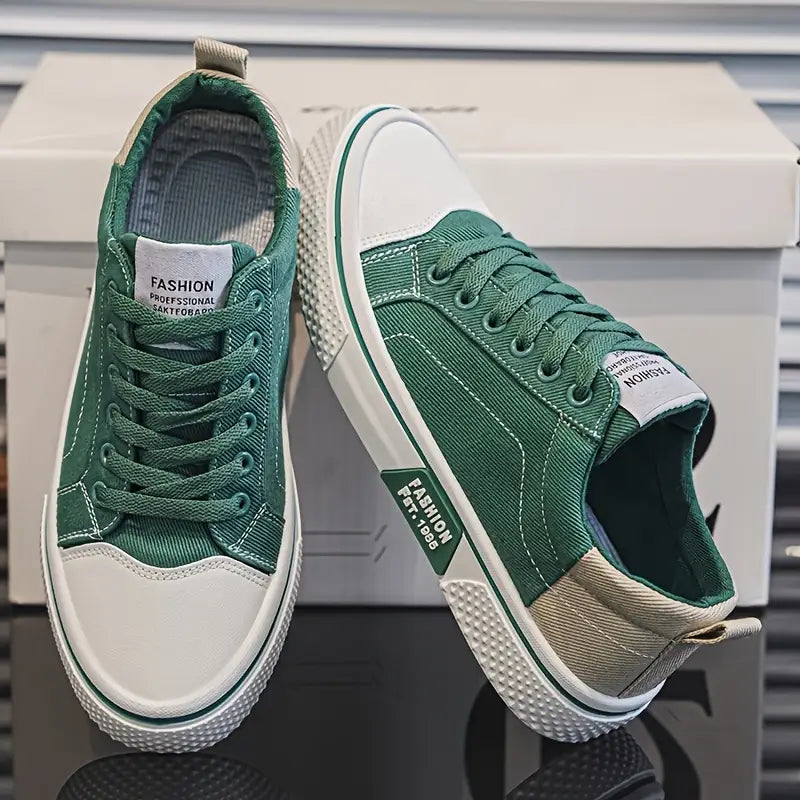 Męskie buty casual sznurowane – amortyzująca podeszwa, niski profil – Zielony