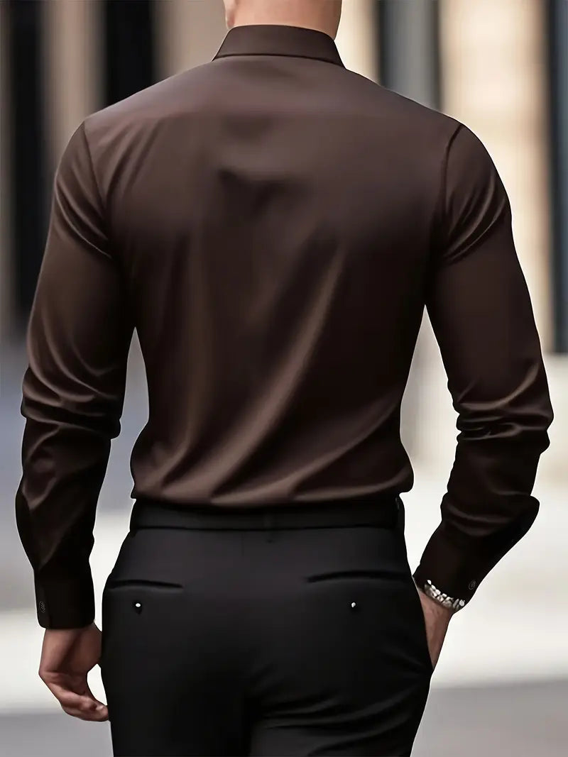 Męska koszula slim fit z długim rękawem – przewiewna, niegnąca się – zdjęcie 5