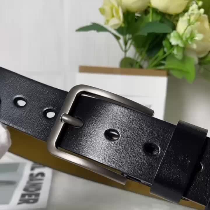Męski pasek z klamrą z bolcem – klasyczny, gładkie wykończenie – zdjęcie 7