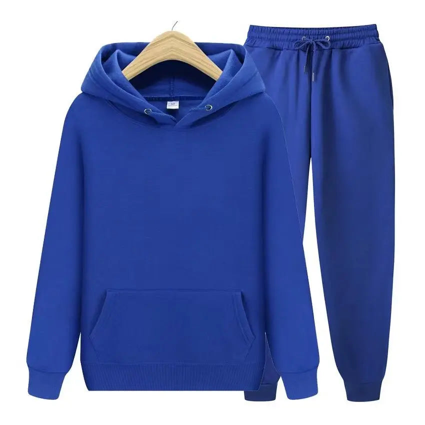 Męski komplet dresowy – bluza z kapturem i spodnie joggery – Niebieski
