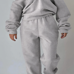 Damski dres dwuczęściowy – bluza z półzamkiem i spodnie – Szary