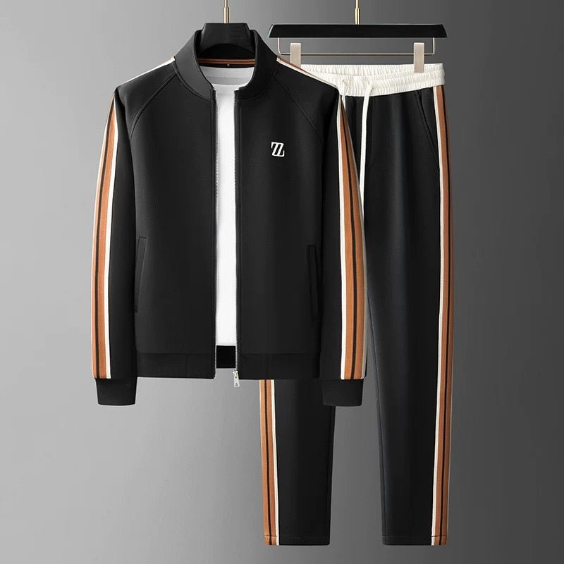 Męski dres dwuczęściowy – bluza na zamek z lampasami – zdjęcie 4