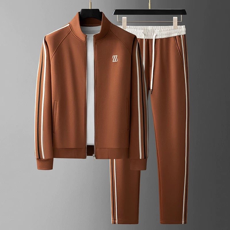 Męski dres dwuczęściowy – bluza na zamek z lampasami – zdjęcie 1